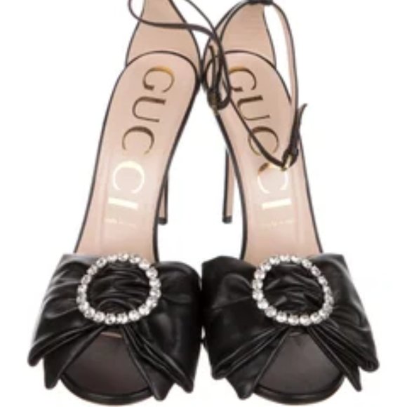 GUCCI Black Nappa Charlotte Lambskin Sandals, Black Size 40 with Box - Picture 14 of 17